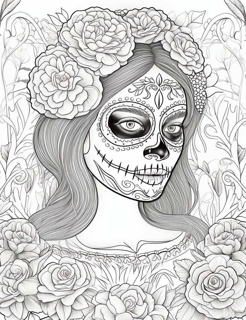 ADEVIAN Sugar Skull Malbuch Für Erwachsene – 24 Seiten, Spiralbindung, Zum Entspannen & Abschalten