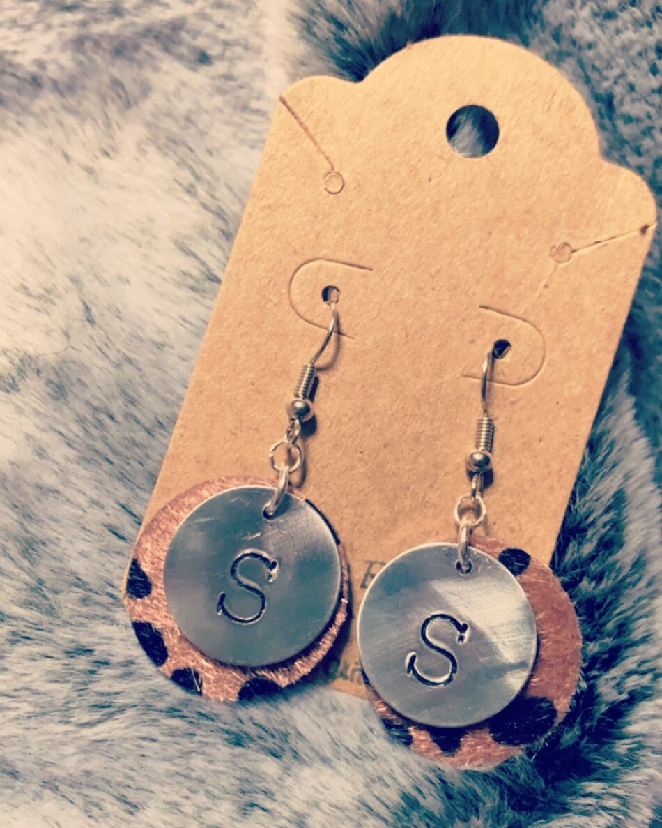 Stamped Earrings With Print Backing Etsy