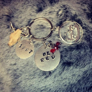Circle Plate Stamped Keychain w/ charms