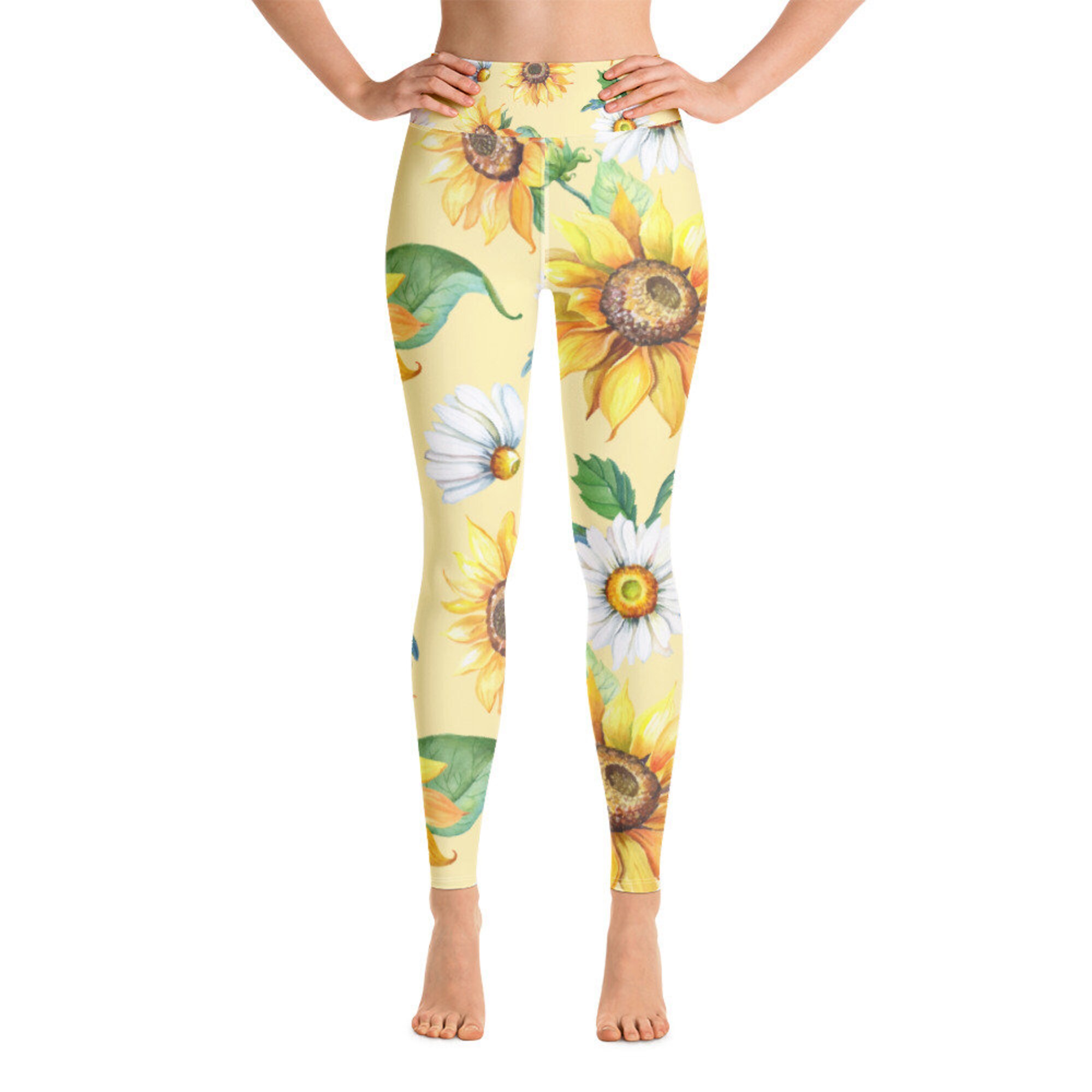 Discover FLOWER HIGH WAIST - Yoga High Waist - Yellow Leggings