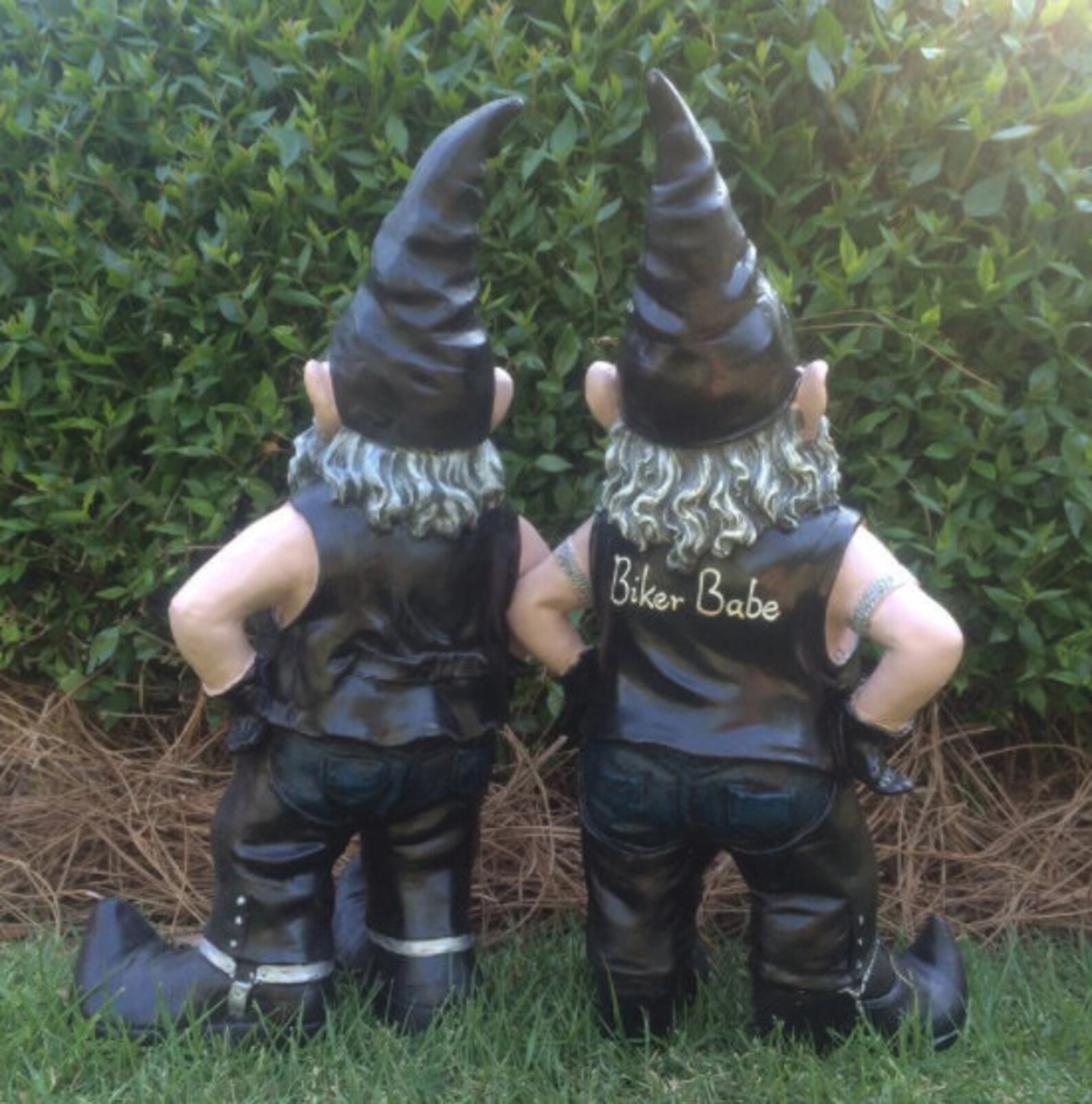 Gnomes Biker Dude & Babe Motorcycle Gnome Garden Biker Gnome Etsy