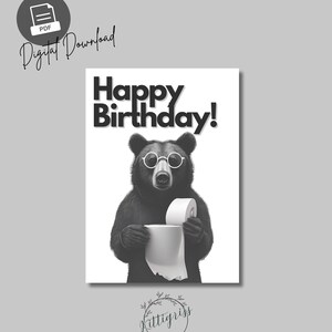 Cartão de aniversário divertido, cartão de aniversário para impressão, cartão 5x7, cartão de felicitações, PDF, download digital