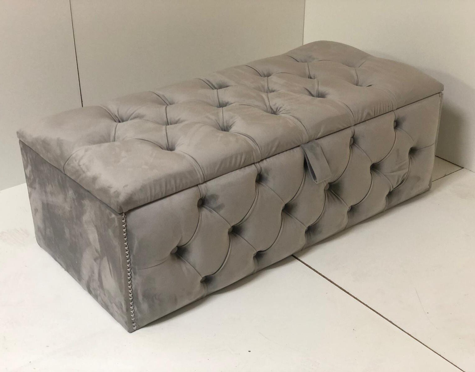 40 Chesterfield ottoman storage box with silver beading Etsy