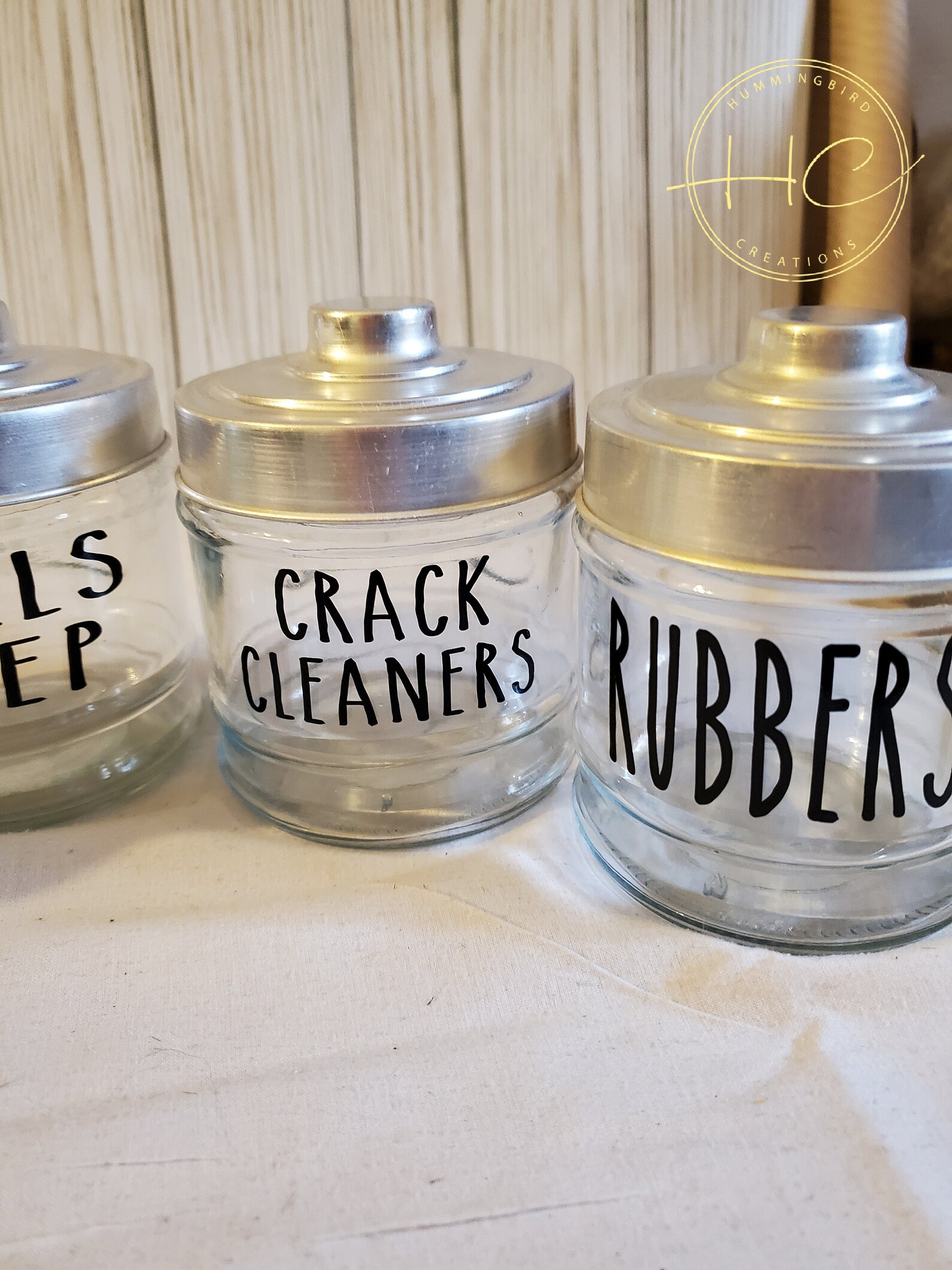 Set of 4 Bathroom Storage Jars With an Attitude., Glass Jars, Bathroom