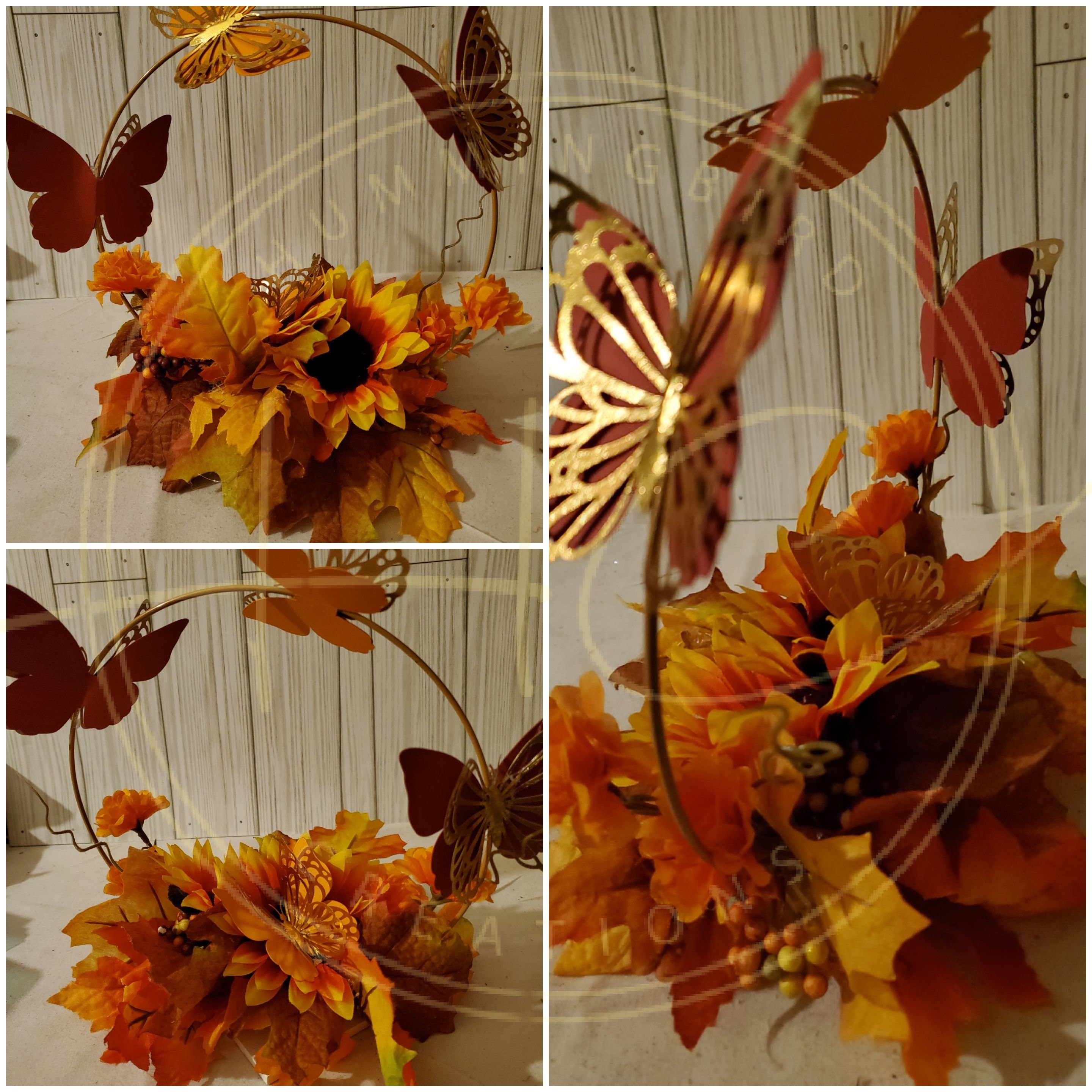 Fall Floral Butterfly Centerpiece Fall Colors Gold Butterflies Small Centerpiece Centerpiece