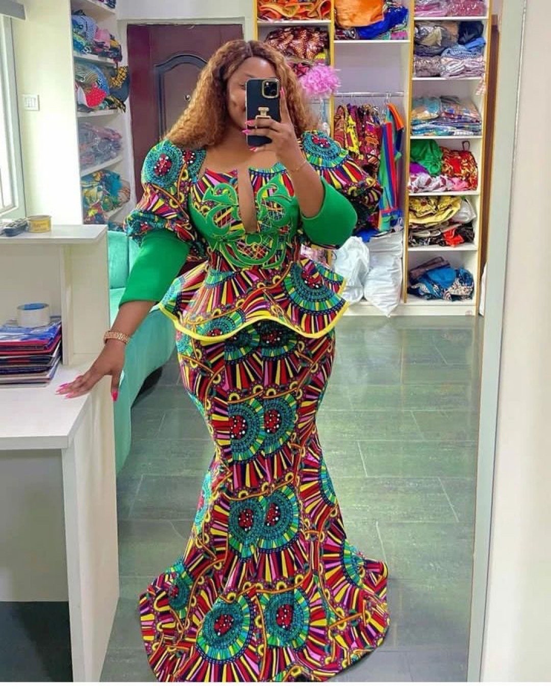 Short ankara peplum gown sale