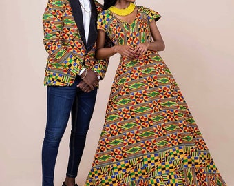 Couple African outfit, African couple engagement outfit,Ankara gown, Ankara clothes for couples wedding, couple matching outfit