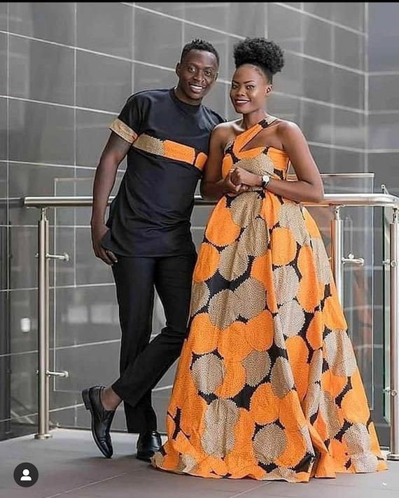 Couple African outfit, African couple engagement outfit,Ankara gown, Ankara  clothes for couples wedding, couple matching outfit