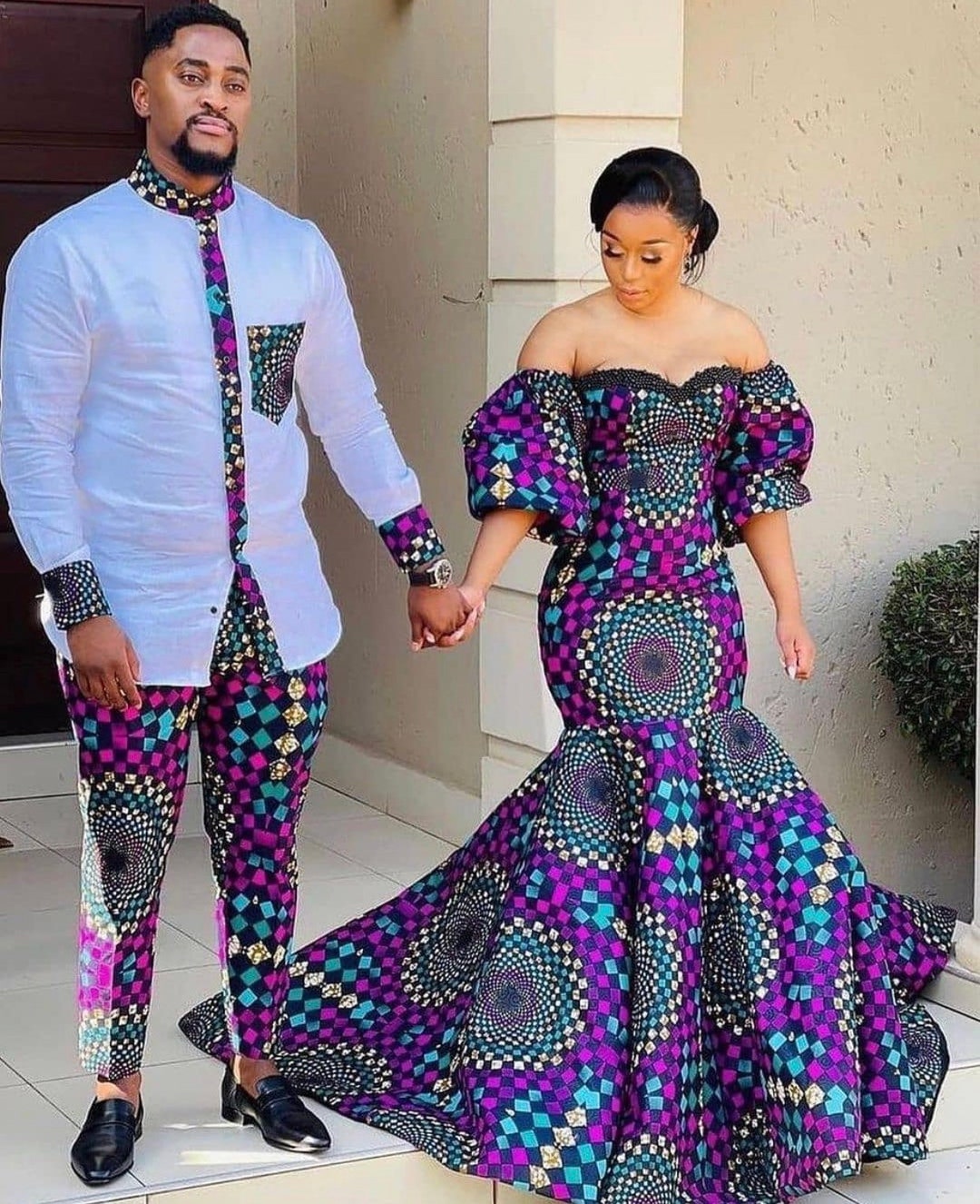 Couple African Outfit, African Couple Engagement Outfit,ankara Gown ...