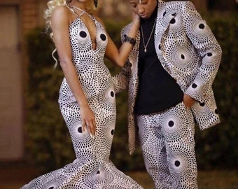 Couple African outfit, African couple engagement outfit,Ankara gown, Ankara clothes for couples wedding, couple matching outfit