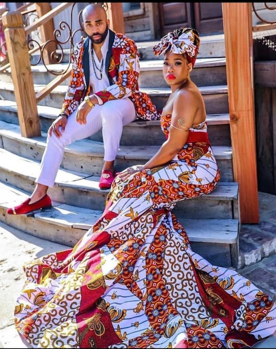 Couple African Outfit, African Couple Engagement Outfit,ankara