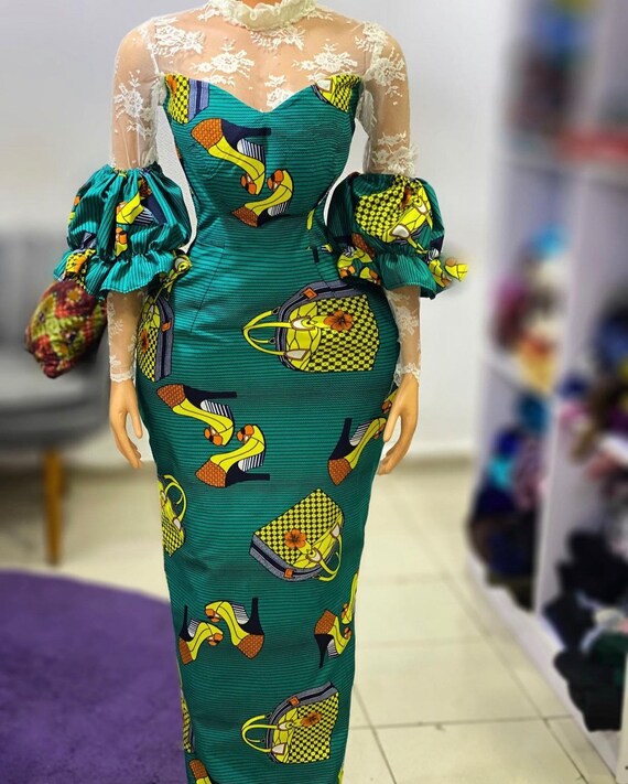 green and yellow ankara dress Green and Yellow African Dress. Ankara Design