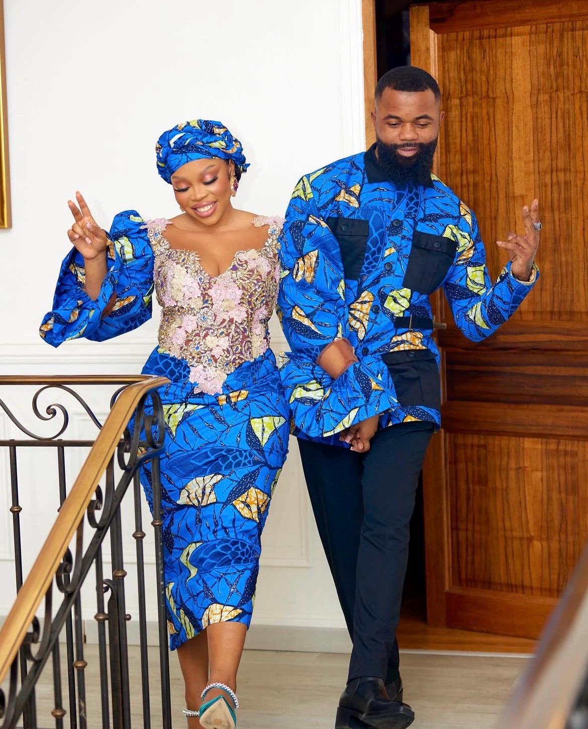 Africa couple outfit for wedding, wedding engagement party church outdoor event summer ready