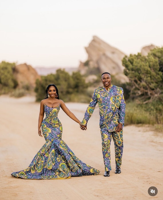 Couple African Outfit, African Couple Engagement Outfit,ankara Gown, Ankara  Clothes for Couples Wedding, Couple Matching in Blue - Etsy Israel