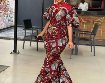 African mermaid dress, Ankara gown, African gown, African prom dress, African print dress