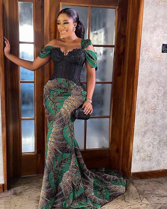 Emerald green cheap african dress