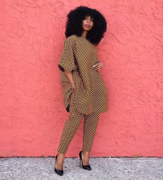 African print 2 piece, Ankara trousers and top, kaftan gown,skater pants, African clothing,fall fashion