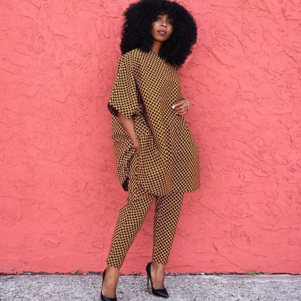 African Print Crop Top With Jogger Pants Casual Ankara Outfit