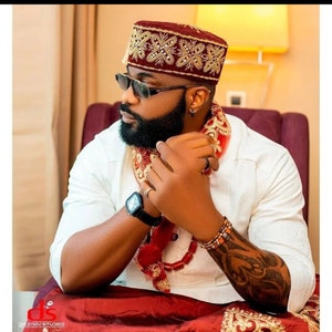 Velvet Cap, Hausa Cap,Isi Agu hat| Igbo hat, Fulani Hat, African Mens Hat, Africa Kufi Hat, African Cap, Igbo Cap, African Wedding Hat, Fila