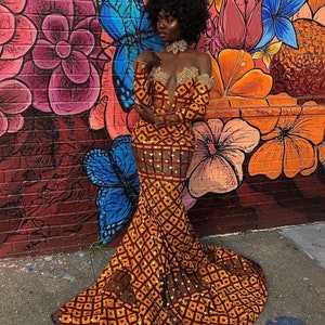 African mermaid dress, Ankara gown, African maxi mermaid gown, African prom dress, African maxi print dress, prom 2023 dress