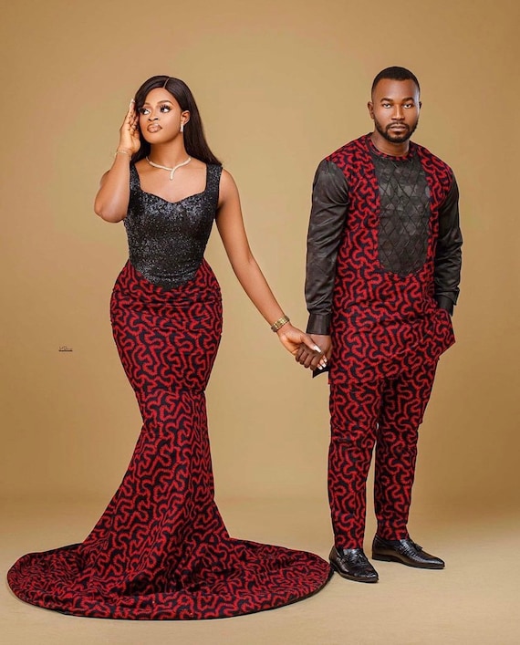 Couple African Clothing, African Couple Matching Outfits African Wedding  Dress Matching African Couple Engagement Outfit Men African Fashion -   Canada