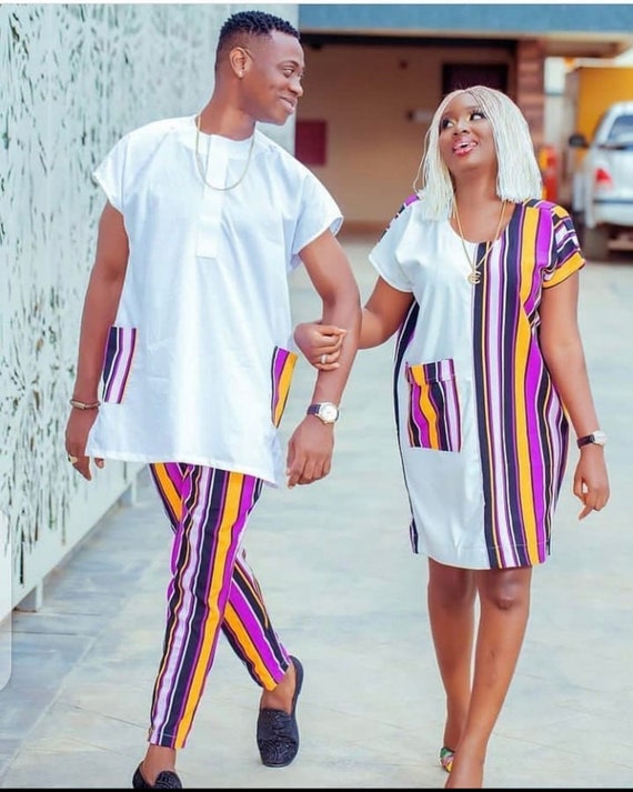 Couple African outfit, African couple engagement outfit,Ankara gown, Ankara  clothes for couples wedding, couple matching outfit