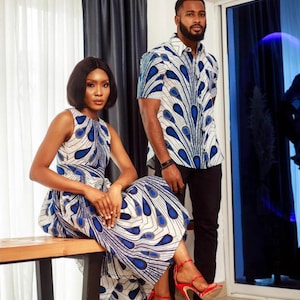 Couple African outfit, African couple engagement outfit,Ankara gown, Ankara clothes for couples wedding, couple matching outfit