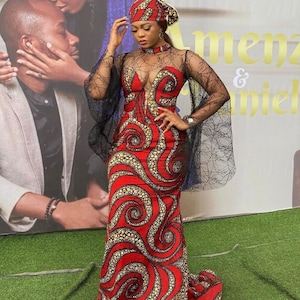 African mermaid dress, Ankara gown, African gown, African prom dress, African print dress, Ankara with detachable hands