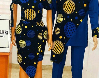 Couple African outfit, African couple engagement outfit,Ankara gown, Ankara clothes for couples wedding, couple matching outfit