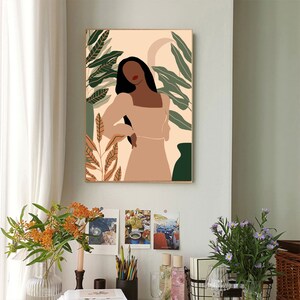 Girl Silhouette Paint by Number Kit: DIY Oil Painting, Handmade Wall Decor