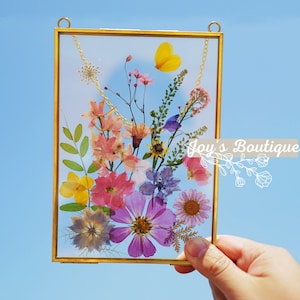 Cornice con fiori pressati 5"x7"/ Arte murale con fiori pressati/ Arte con fiori pressati incorniciata/ Conservazione dei fiori pressati/ Decorazione murale - Regalo di San Valentino
