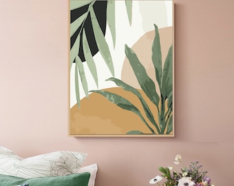 Minimalist Plant Paint by Number Kit: DIY Oil Painting Wall Decor
