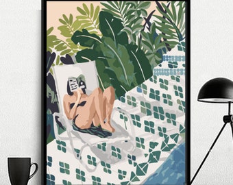 Swimming Pool Paint by Number Kit: Summer DIY Oil Painting