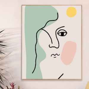 Minimalistisches Abstraktes Gesicht Malen nach Zahlen Kit: DIY Ölgemälde