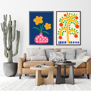 Cartoon Blume Malen nach Zahlen Kit: DIY Ölgemälde Wandkunst