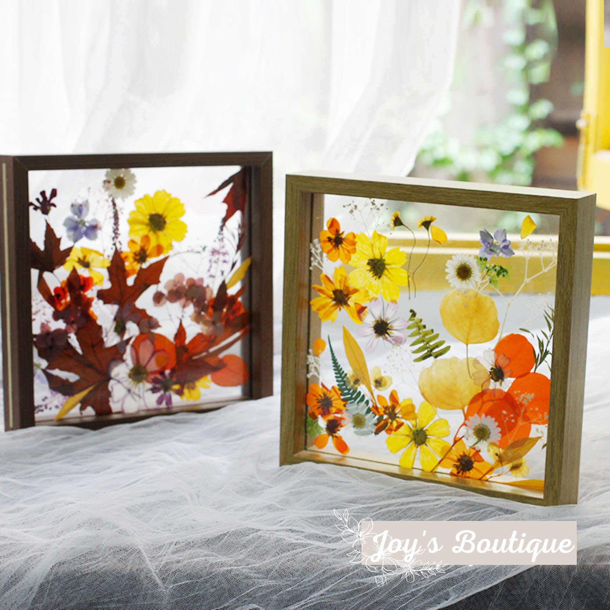 Set of 3 Custom Pressed Wildflower Frame – EarthTone