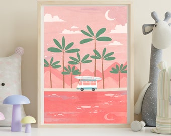 Paint by Number The Pink Lake Road Trip - Paint by Number Kit Adult | DIY Oil Painting | DIY Kit - Minimalist Wall Art - Christmas GIft