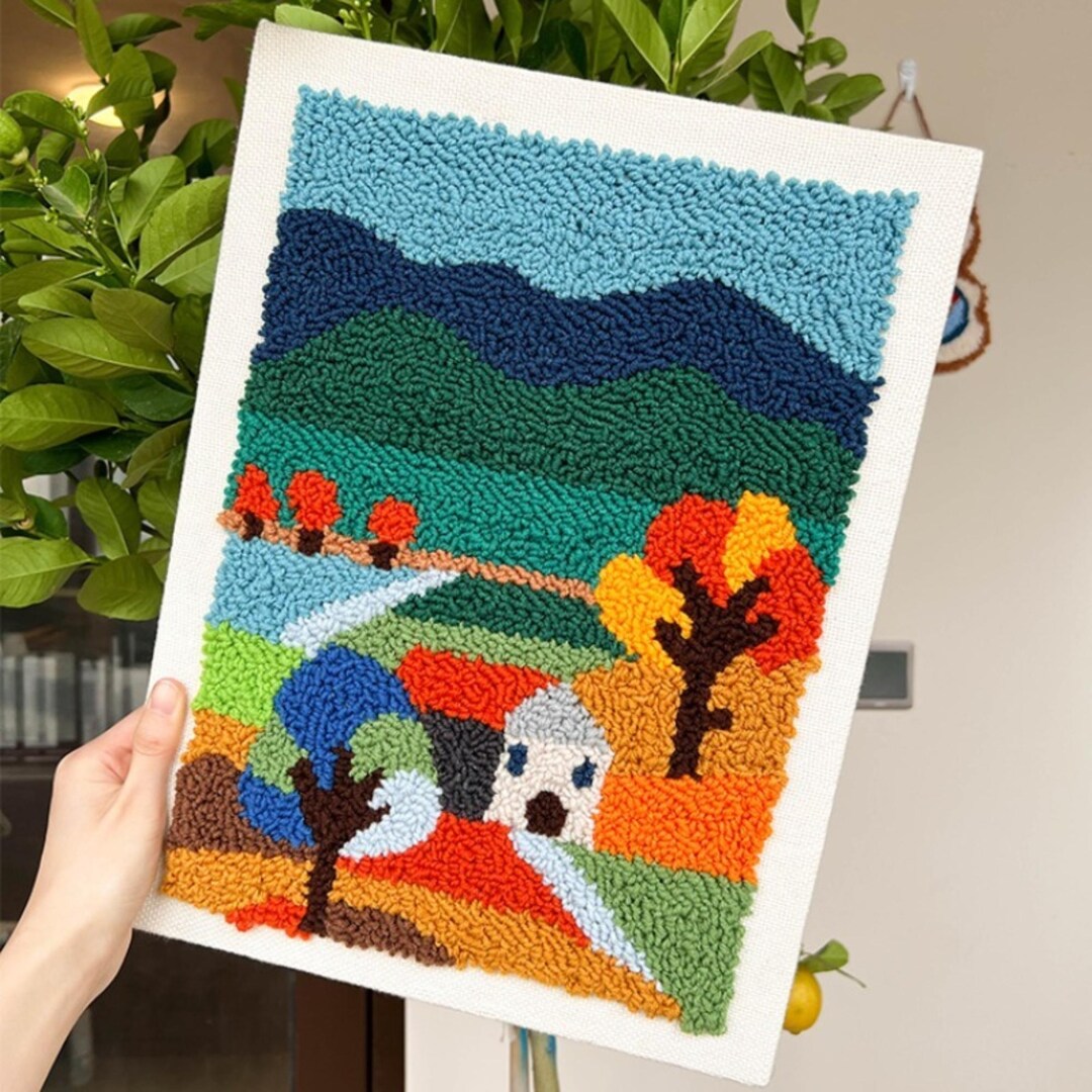 Floral Punch Needle Kit: Mountain View DIY Wall Decor (11.8x9.8") - Etsy