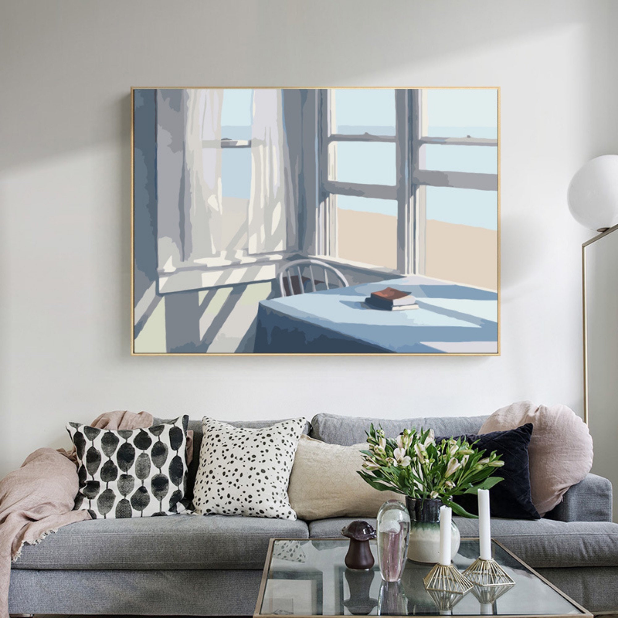 Minimalist Paint by Number Kit: DIY Oil Painting - Coastal View