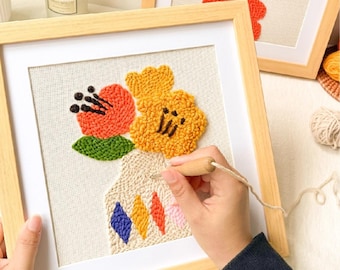 Floral Punch Needle Kit for Beginners: DIY Wall Decor (10"x10")