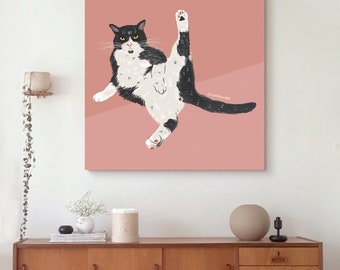 Cat Paint by Number Kit: DIY Oil Painting, Minimalist Wall Art