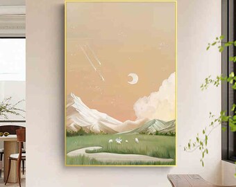 Minimalist Landscape Paint by Number Kit: DIY Oil Painting Wall Decor