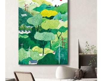 Kit de peinture de paysage moderne par numéro : décoration murale de peinture à l'huile à faire soi-même