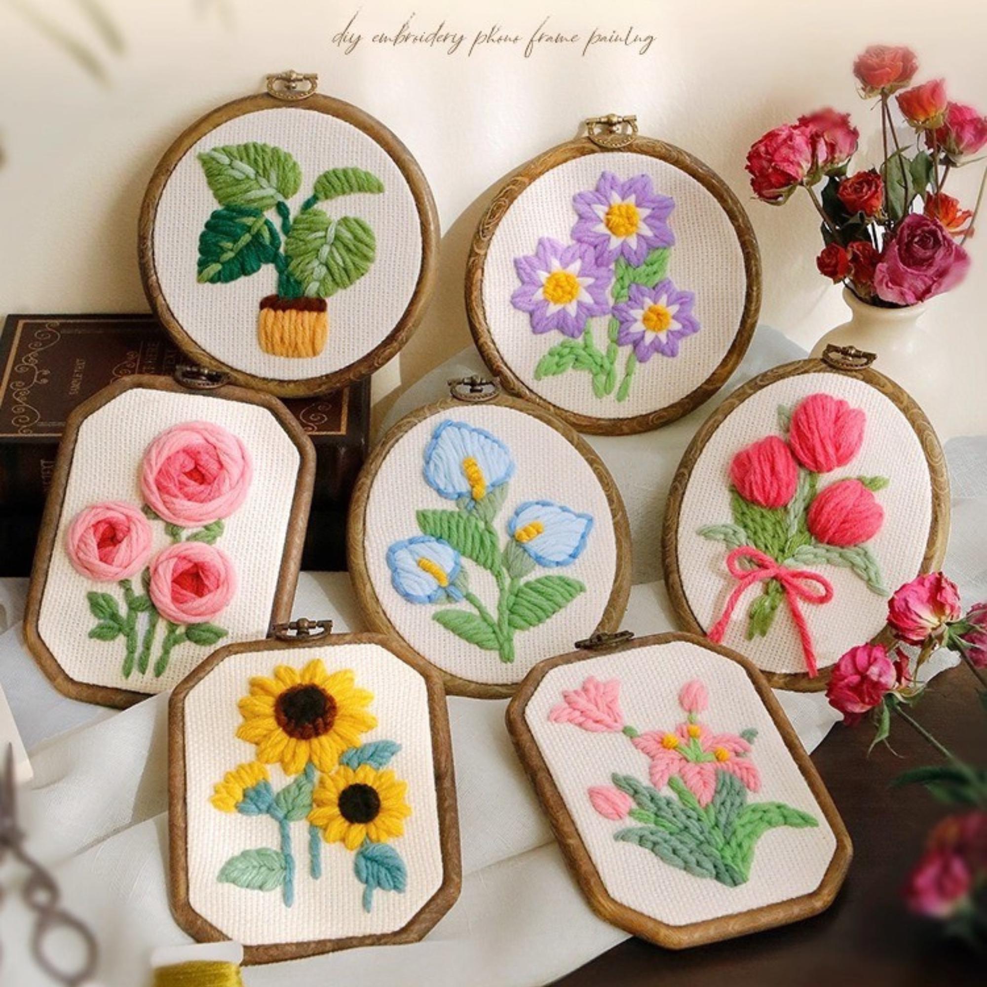Floral Punch Needle Kit: DIY Embroidery Craft, Beginner Starter Set - Etsy