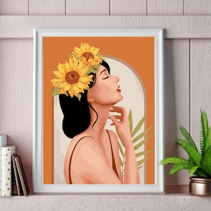 Girl with Sunflowers Paint by Number Kit: DIY Oil Painting