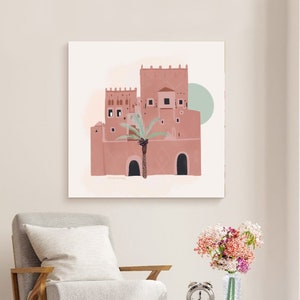 Castle Paint by Number Kit: DIY Oil Painting, Minimalist Wall Art