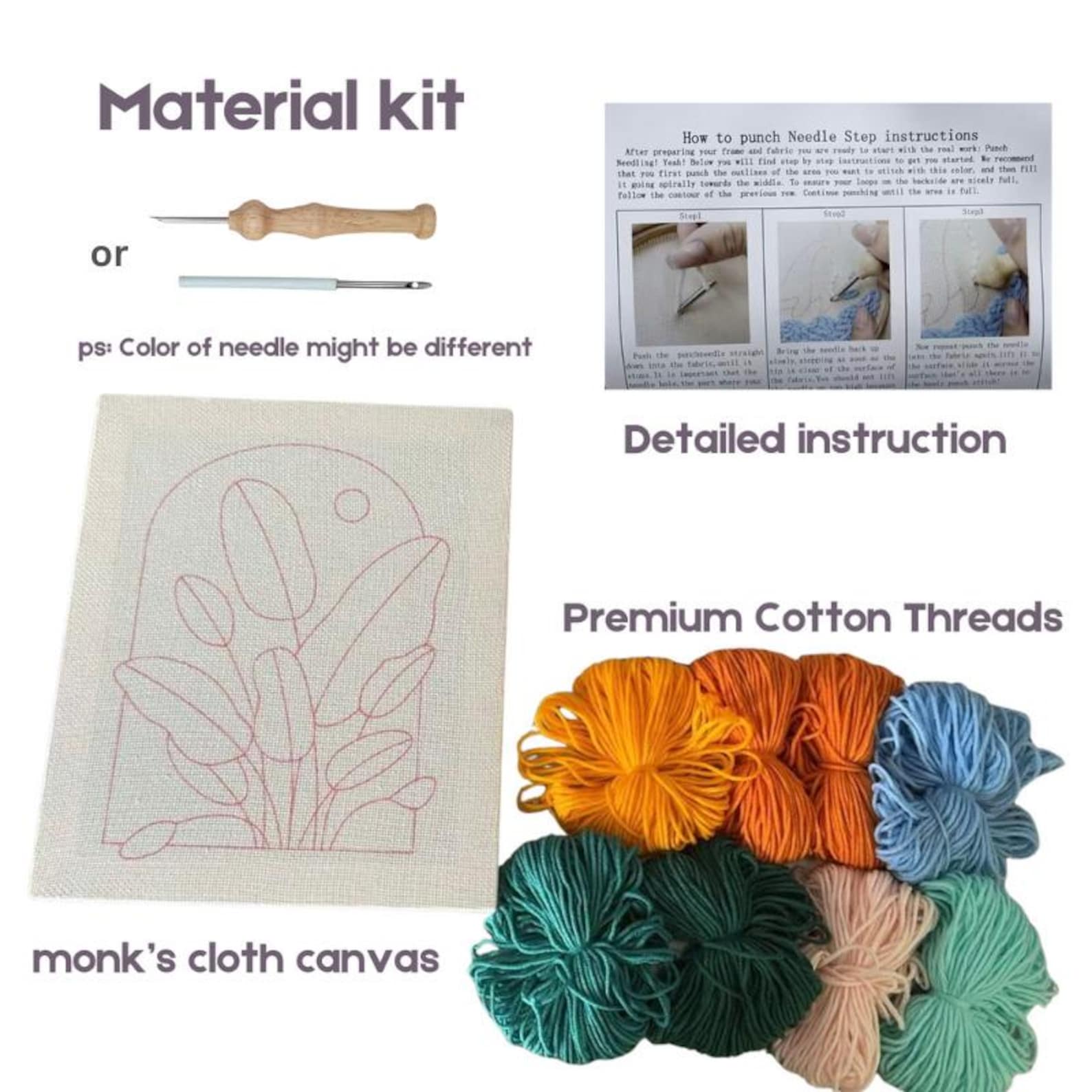Floral Punch Needle Kit for Beginners: DIY Wall Decor (11.8"x10 ...