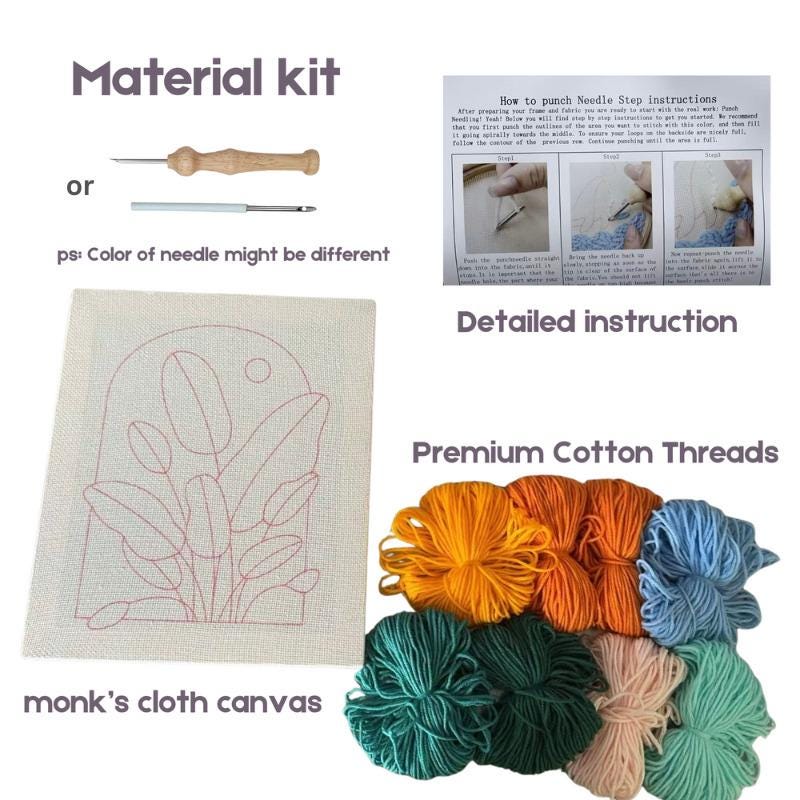Floral Punch Needle Kit for Beginners: DIY Wall Decor (11.8"x10 ...