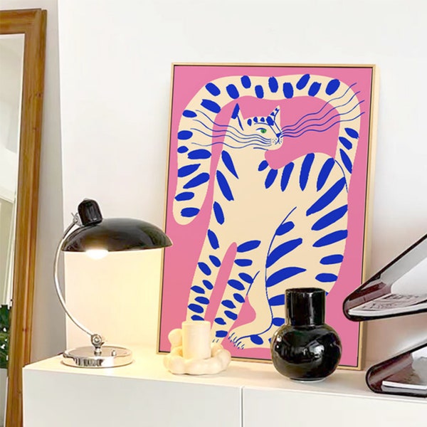 Abstract Cat Paint by Number Kit: DIY Oil Painting, Wall Decor