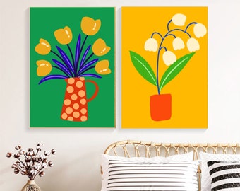 Kit de peinture florale par numéro : peinture à l'huile DIY, décoration murale